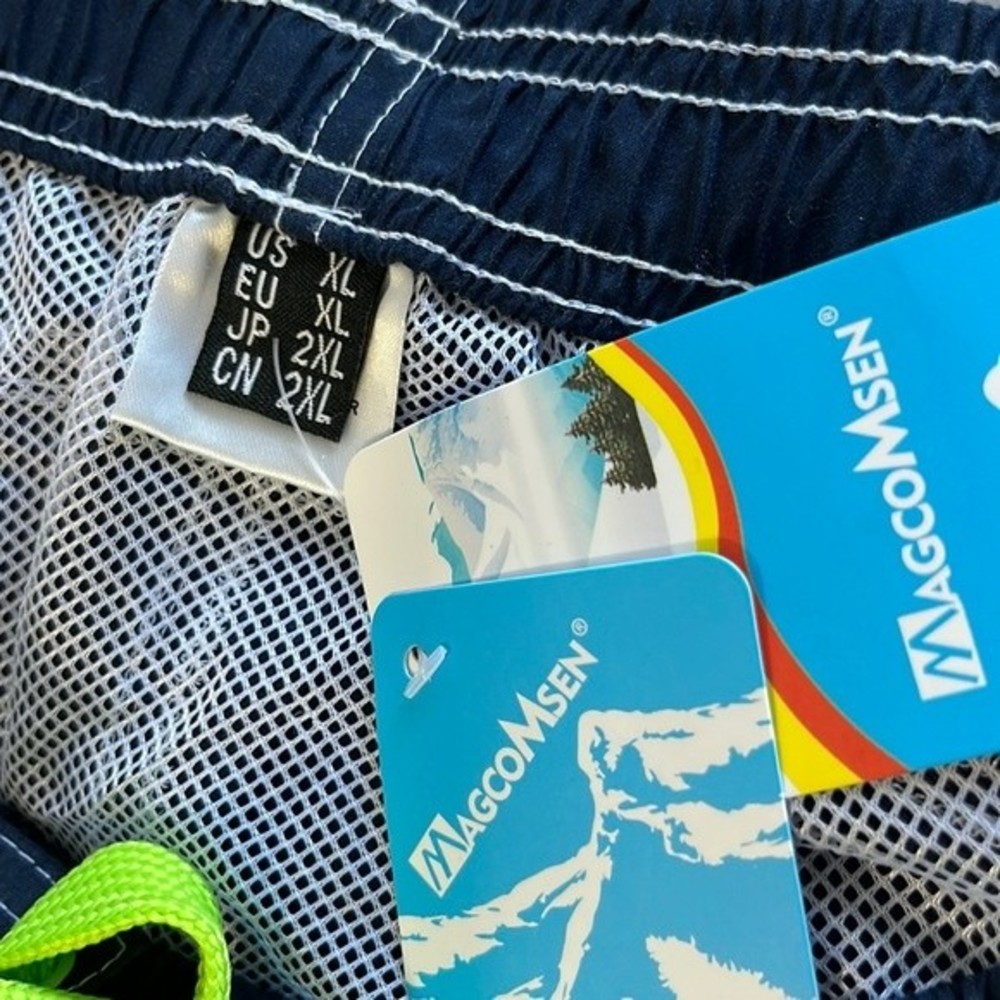 MagcoMsen Swim Board Shorts NWT Pockets, Mesh Lined, Elastic Waist, Navy Blue,XL - Picture 4 of 8